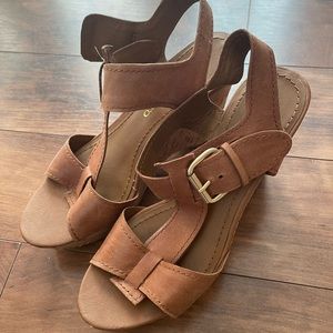 Caramel colored wedge heels